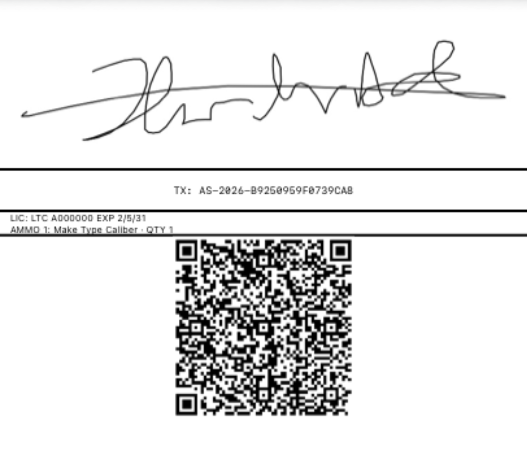 AmmoScan Receipt Example